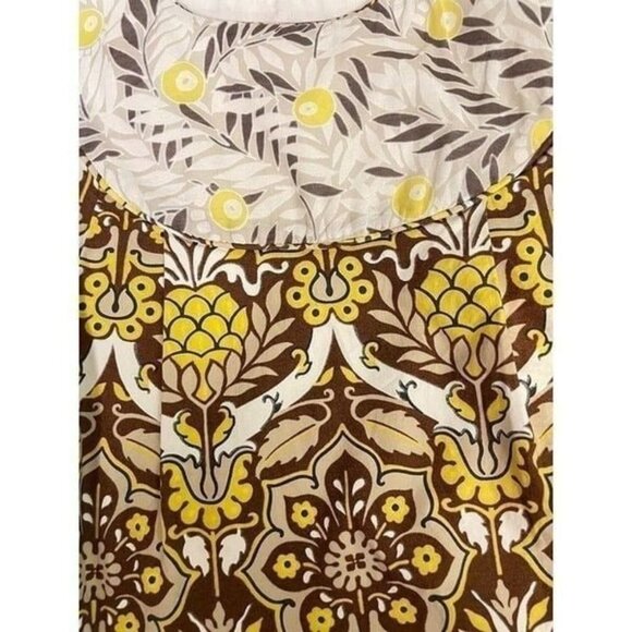 Milly Brown Yellow Pineapple Sleeveless Top 8 Fits 6 - Picture 4 of 5
